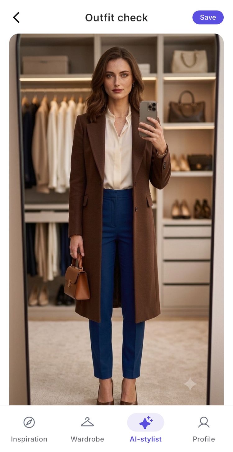 The Trendo app showing an outfit rendered onto a full-length image of the user.